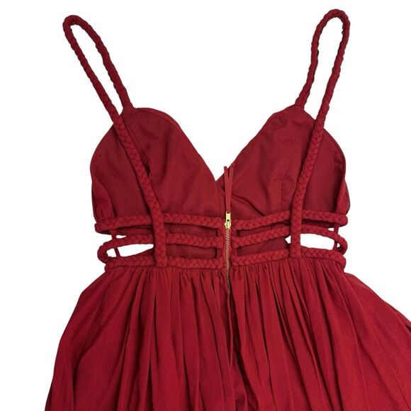 Free People Red Chiffon Greek Goddess Maxi Dress Gown Size 2 Whimsical RARE - Picture 5 of 15